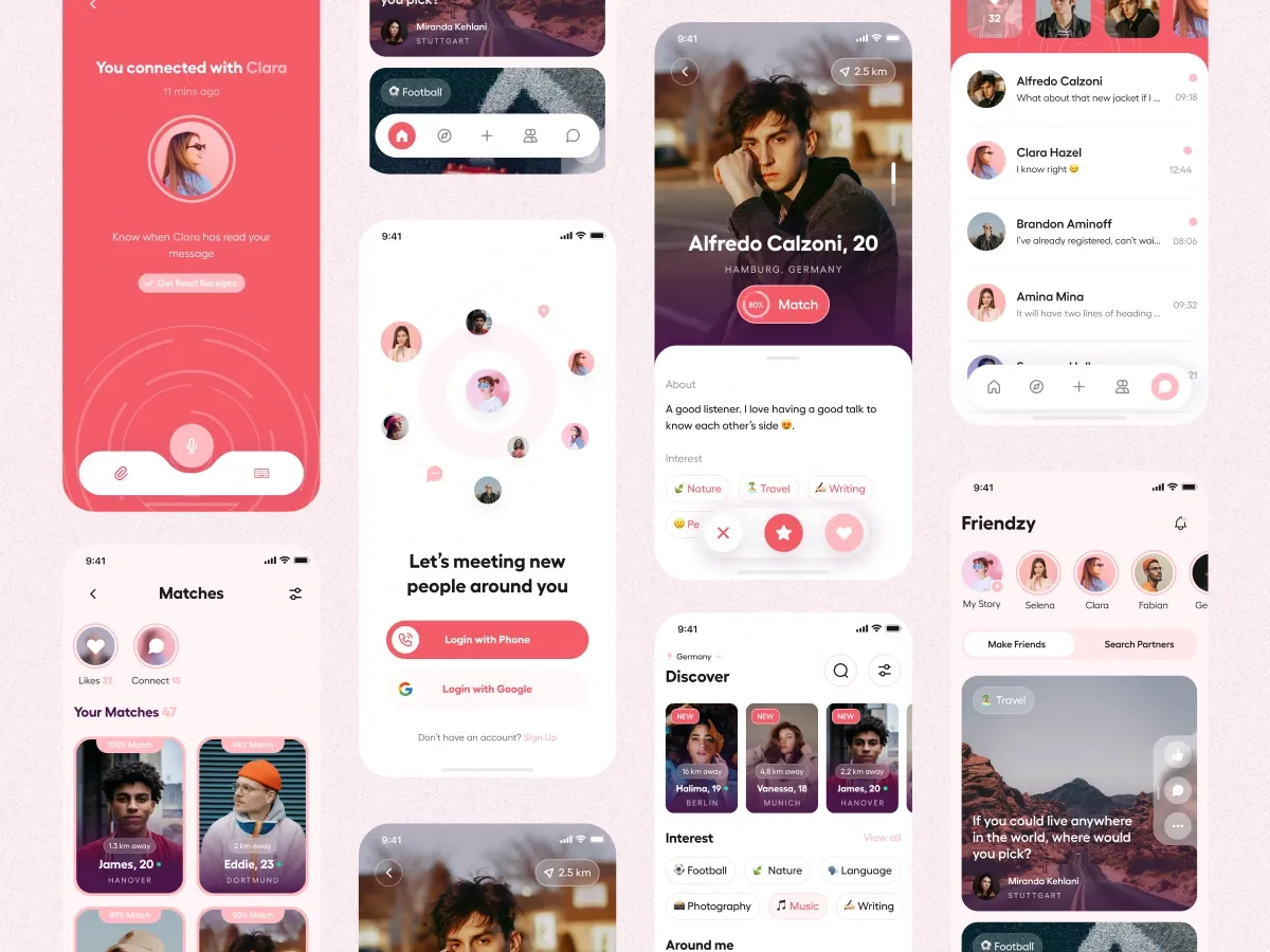Dating UI that feels local and safe project mockup